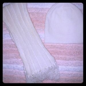 White Scarf and Beanie Hat Set